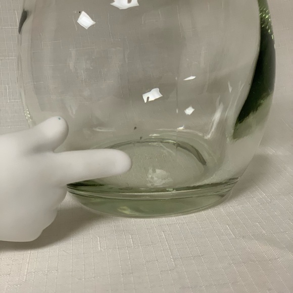 Hand blown Glass Green Tint Flower Vase Custom Crafted Artisan Home Decor Accent - Picture 8 of 10